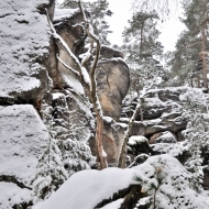 Besedické skály pod sněhem