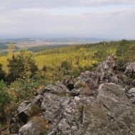 Ranní výhled do kraje z Bílé skály