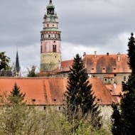 Český Krumlov - historická část města od parkoviště