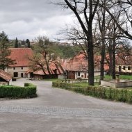 I. nádvoří zámku Český Krumlov bez lidí