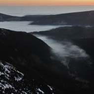 Krkonoše - inverze a západ slunce