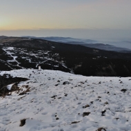 Krkonoše - inverze a západ slunce